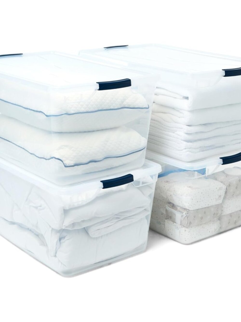 Cleverstore 95 Qt Clear Storage Bins with Lids, 4-Pack, Stackable, BPA-Free,